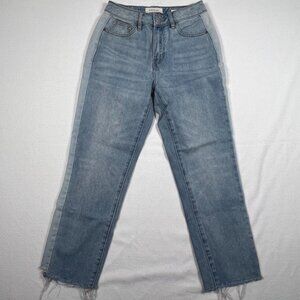 PacSun Womens Blue Jeans Size 24 x 23 Mom Jean Raw Hem Light Wash Two Tone Denim
